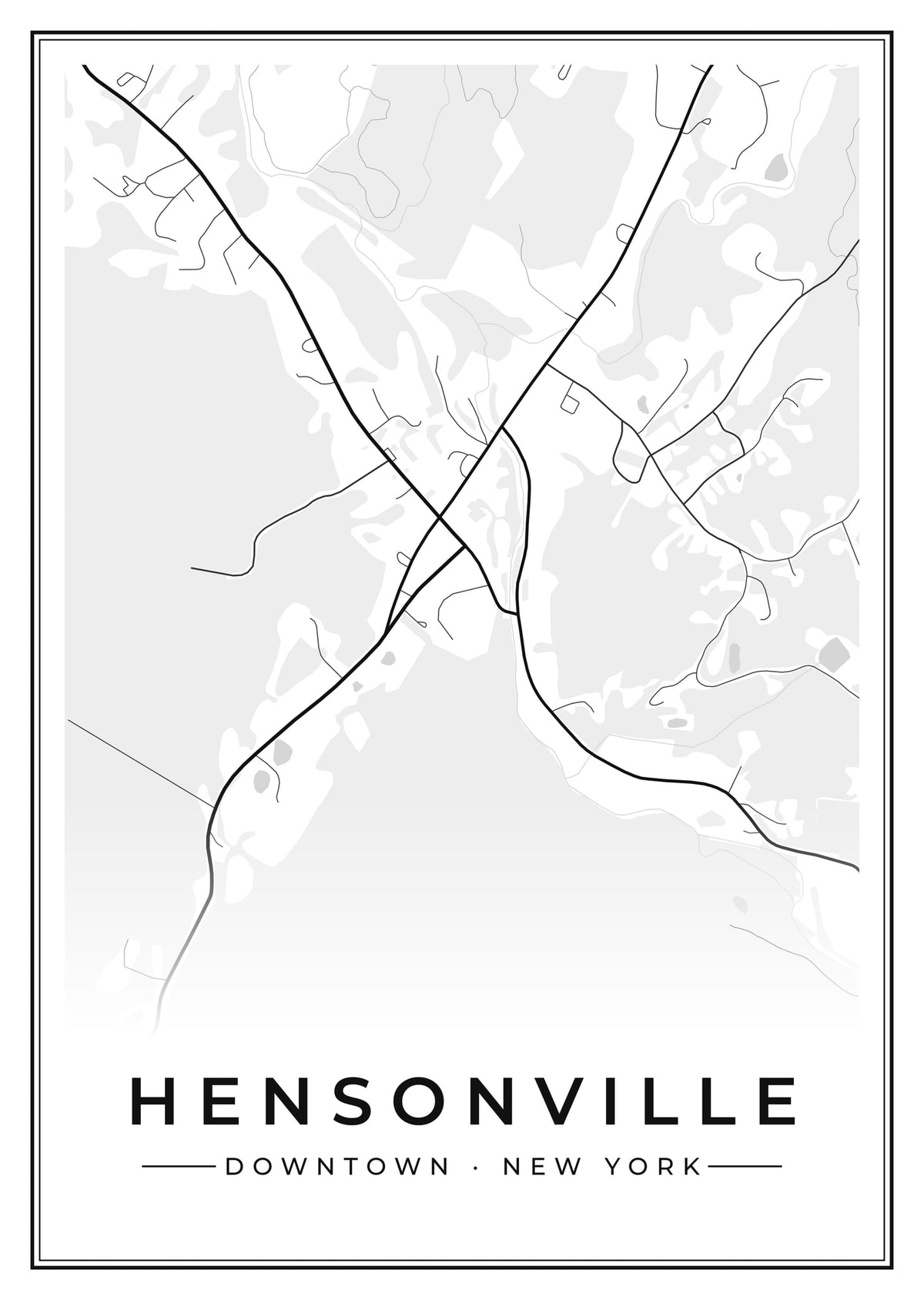 Street map poster of downtown Hensonville, New York