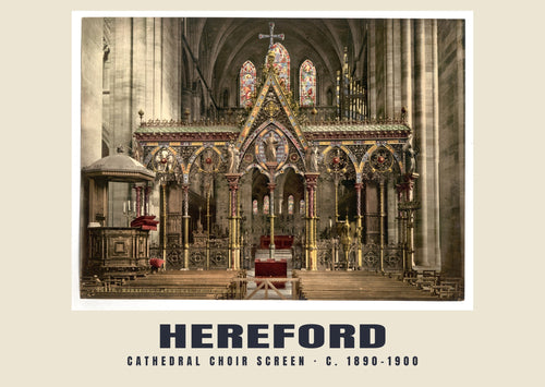 Cathedral choir screen, Hereford, c. 1890–1900 heritage photograph