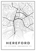 Street map poster of Hereford city centre, Herefordshire