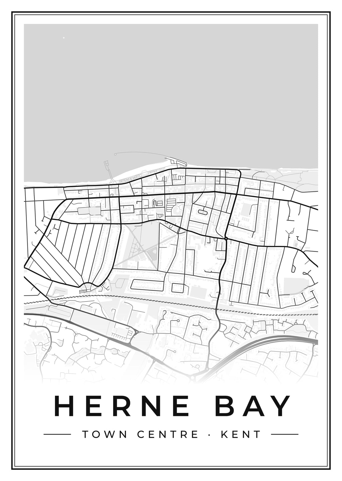 Street map poster of Herne Bay town centre, Kent