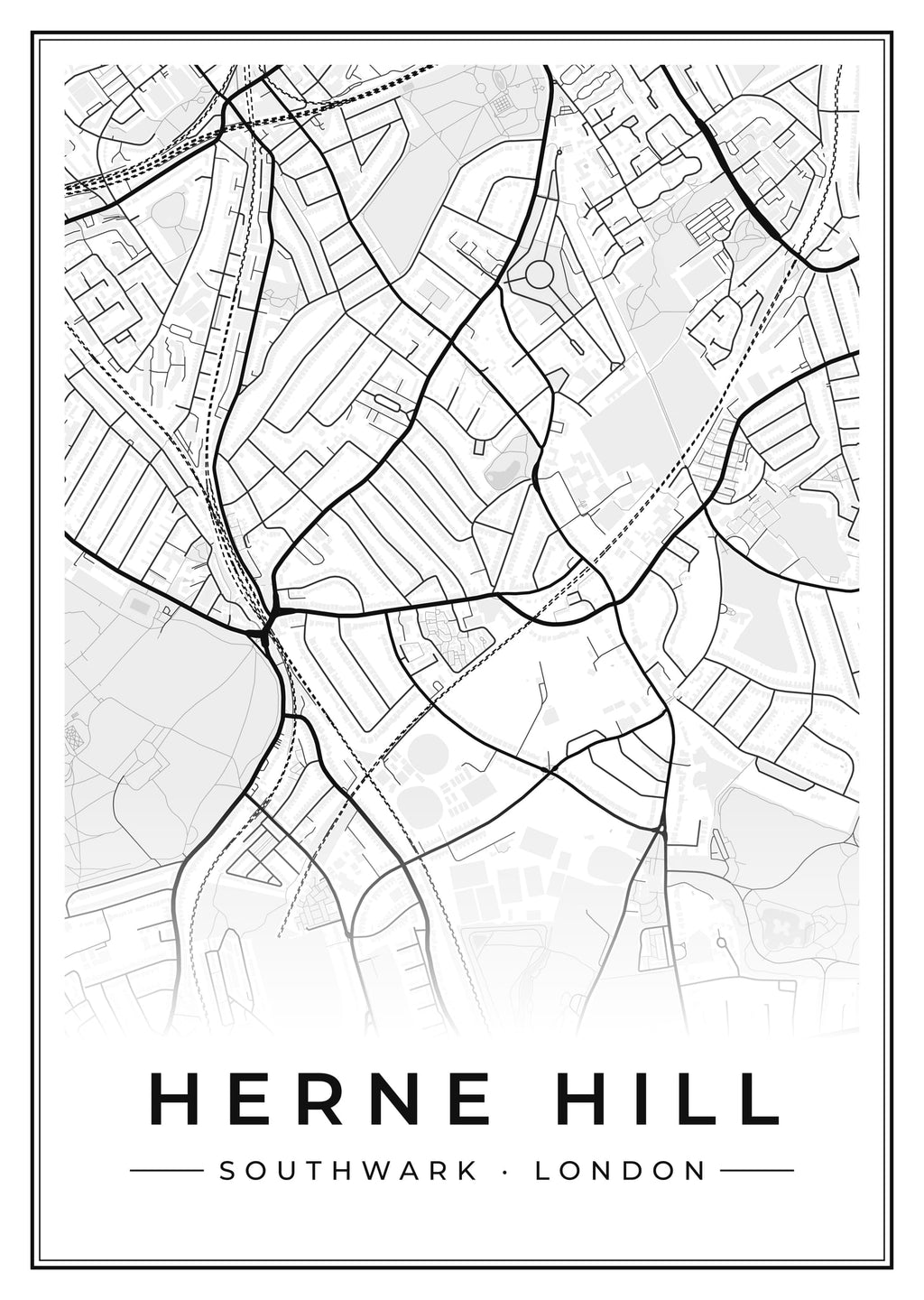 Street map poster of Herne Hill, Southwark, London