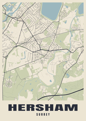 Hersham Street Map Poster