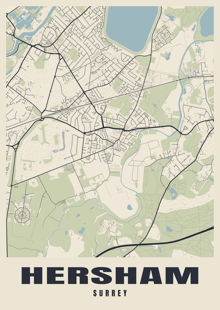 Hersham Street Map Poster