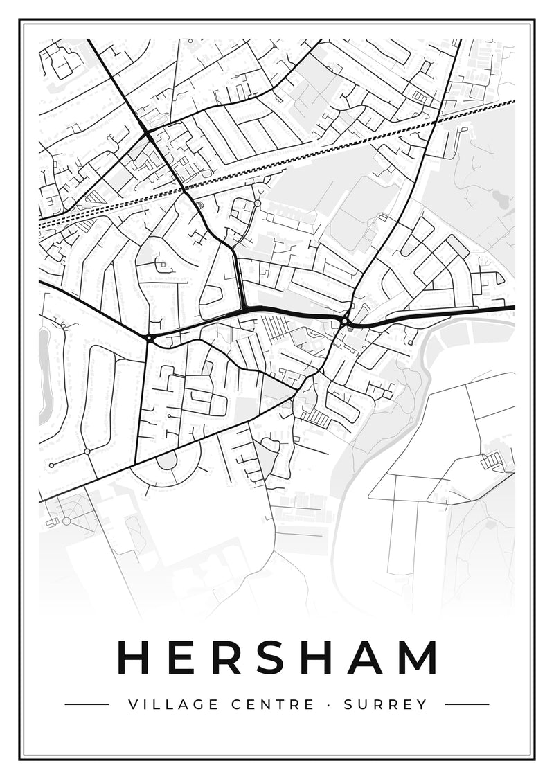 Hersham Village Centre Street Map Poster