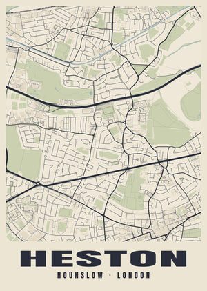Heston Heritage Street Map Poster