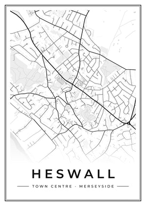 Heswall Town Centre Street Map Poster