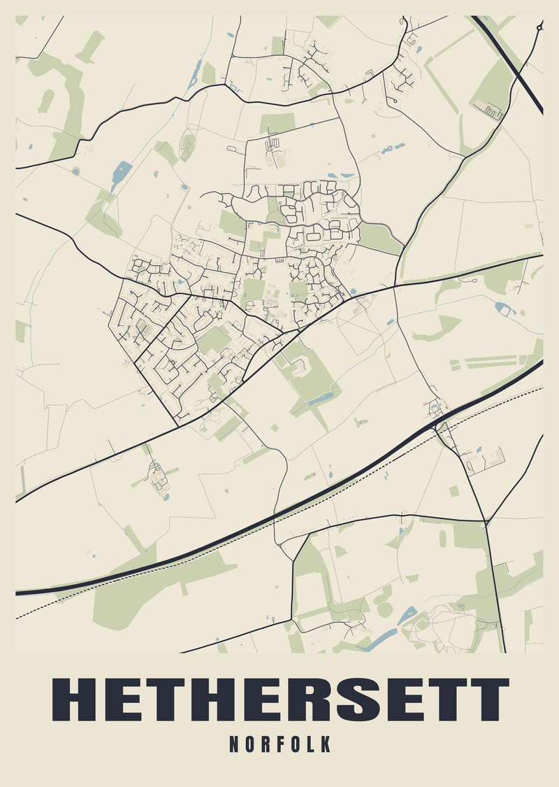 Hethersett Street Map Poster