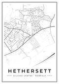 Street map poster of Hethersett village centre, Norfolk