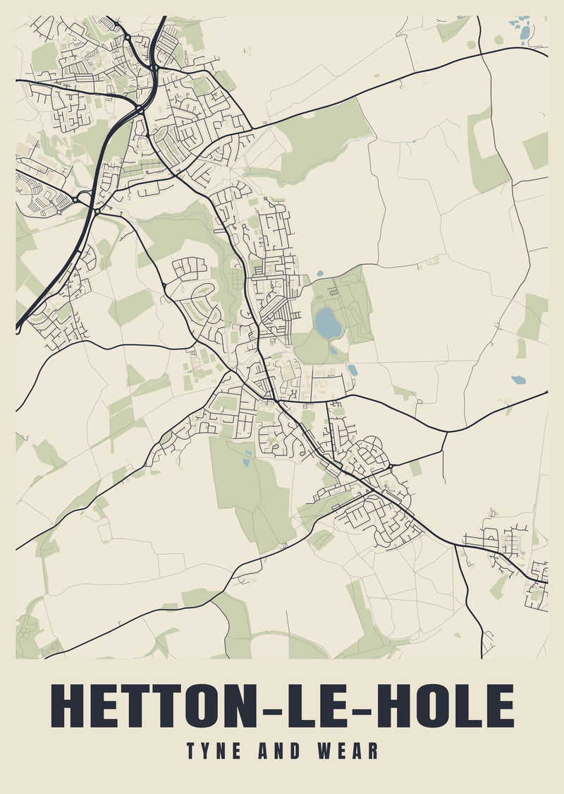 Hetton-le-Hole Street Map Poster