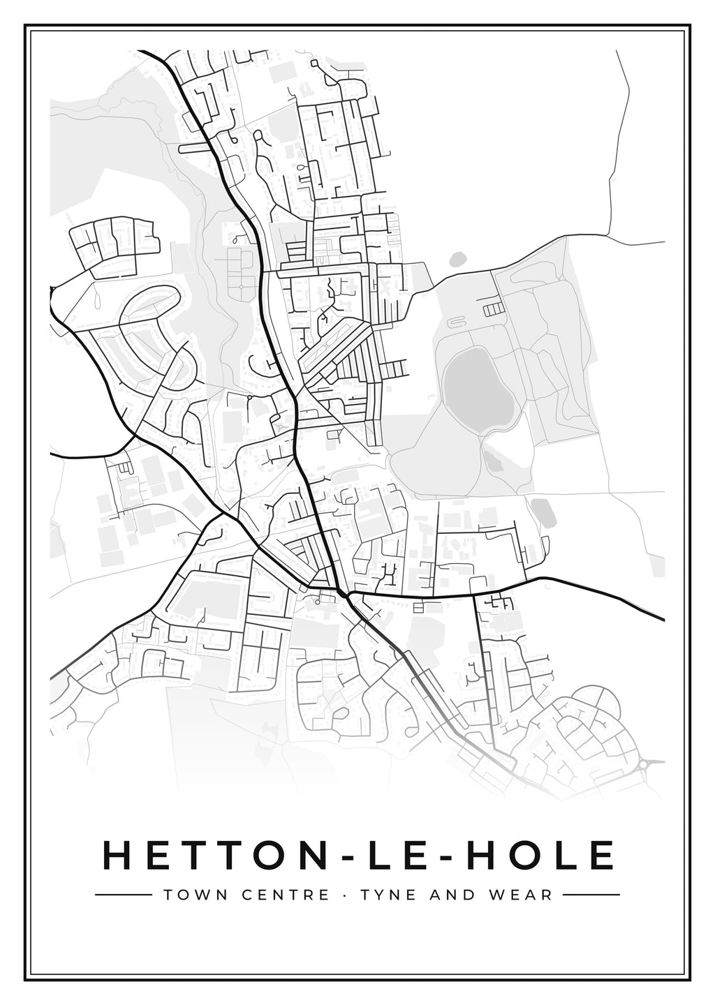 Street map poster of Hetton-le-Hole town centre, Tyne and Wear