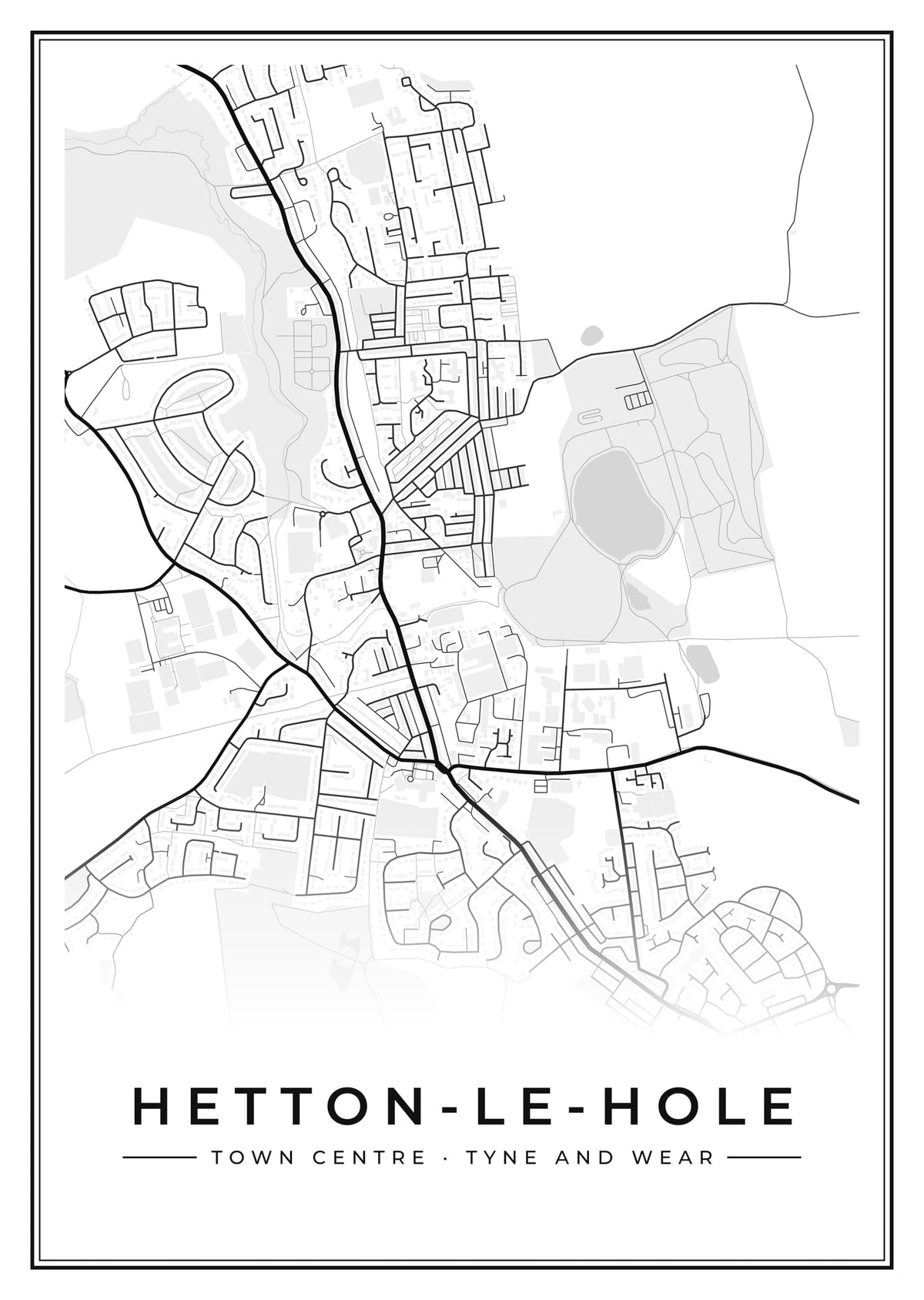 Street map poster of Hetton-le-Hole town centre, Tyne and Wear