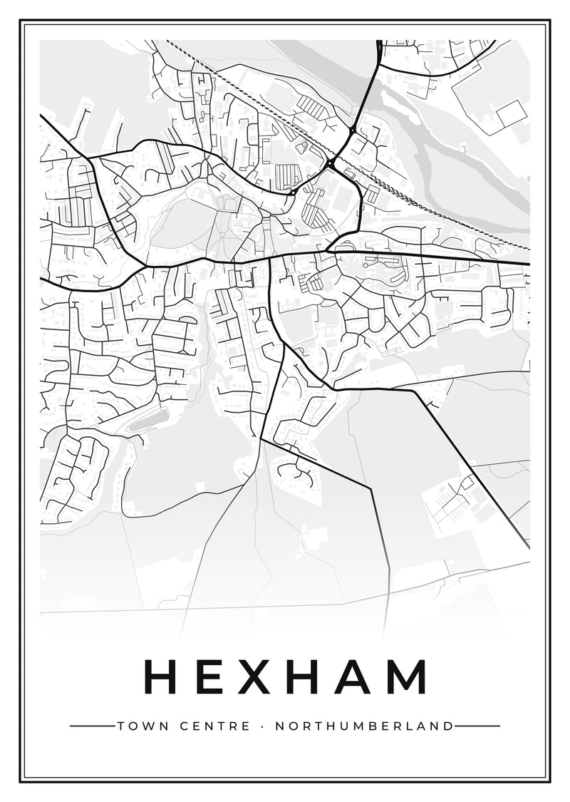 Hexham Town Centre Street Map Poster