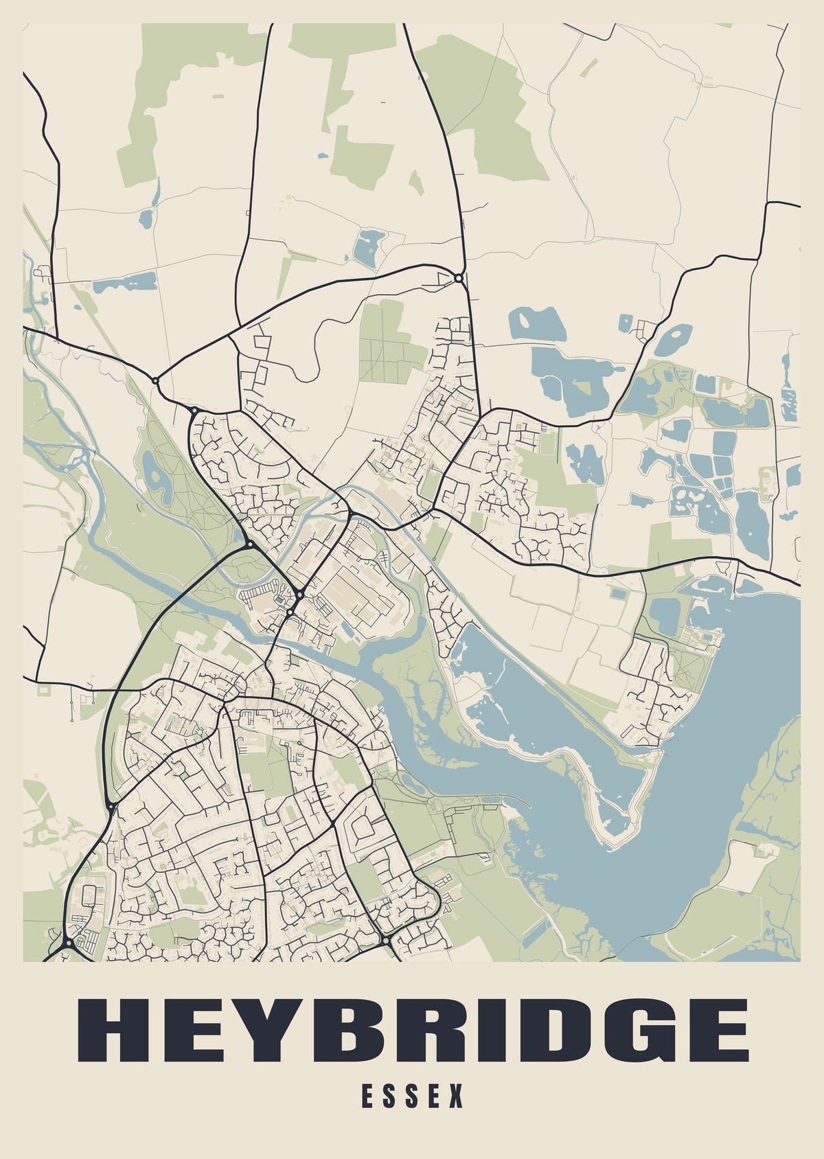 Street map poster of Heybridge, Essex