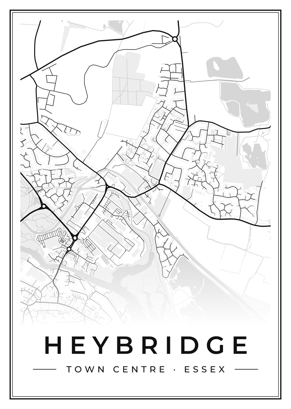 Heybridge Town Centre Street Map Poster
