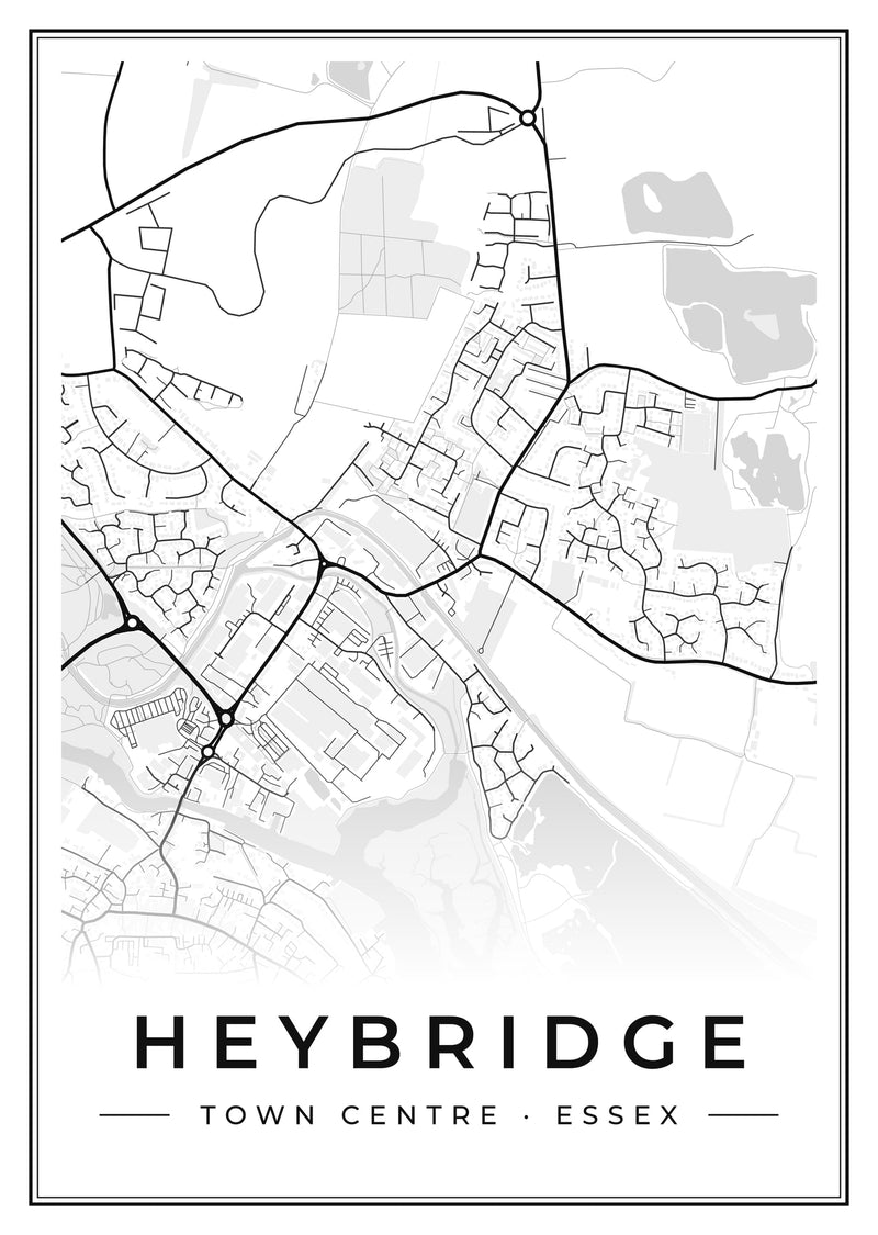 Heybridge Town Centre Street Map Poster
