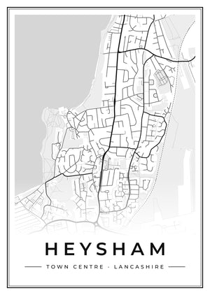 Heysham Town Centre Street Map Poster