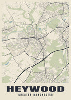 Street map poster of Heywood, Greater Manchester