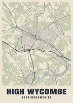 Street map poster of High Wycombe, Buckinghamshire