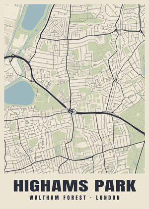Highams Park Heritage Street Map Poster