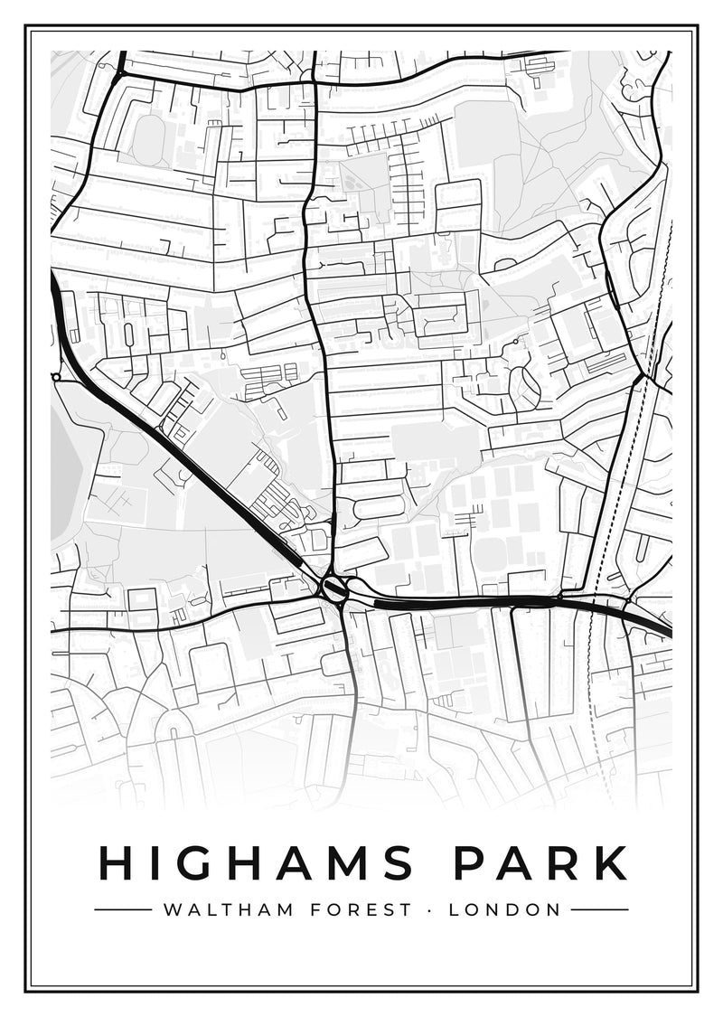 Highams Park Street Map Poster