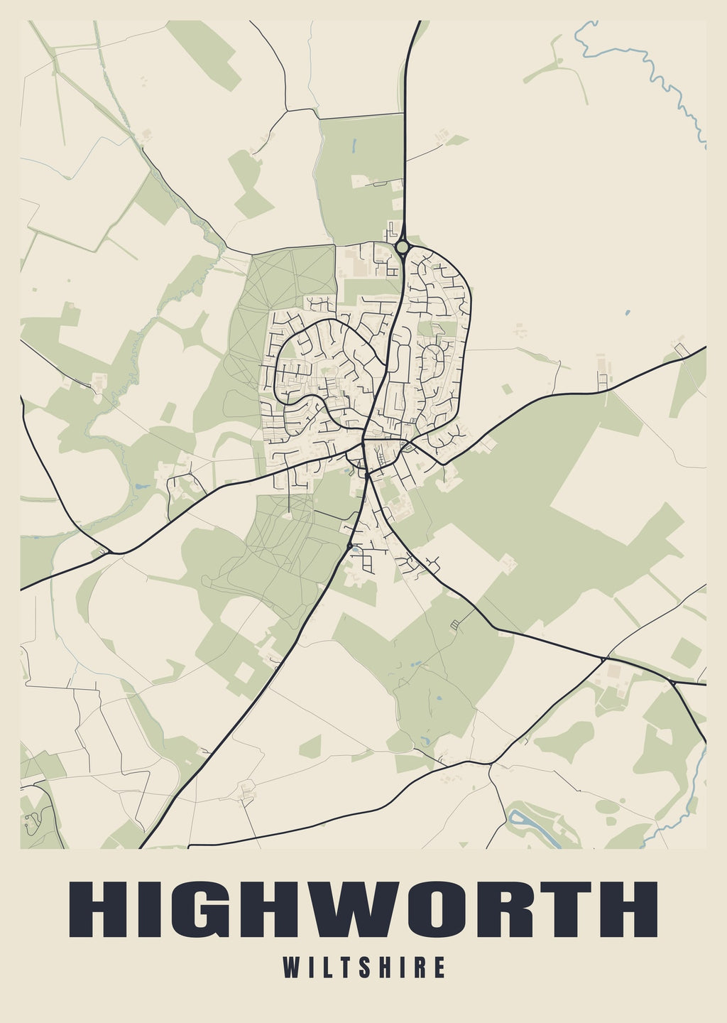 Street map poster of Highworth, Wiltshire
