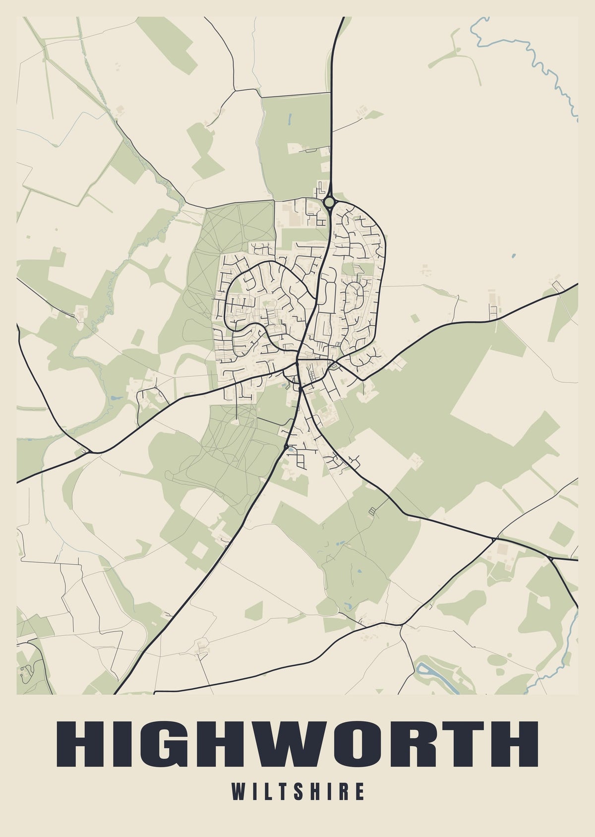 Street map poster of Highworth, Wiltshire