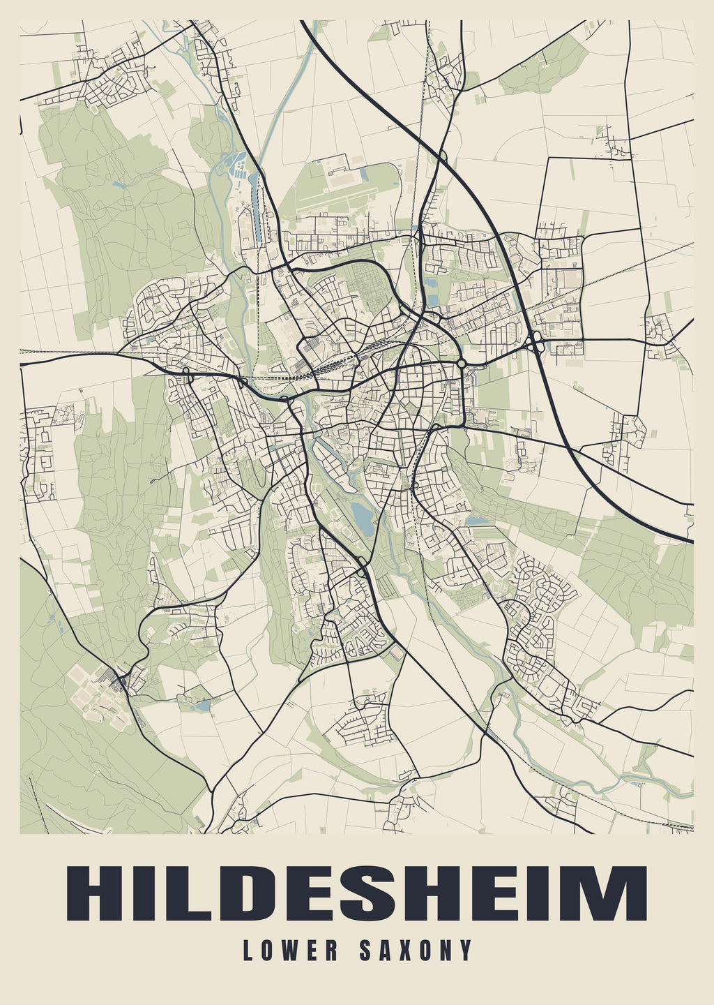 Street map poster of Hildesheim, Lower Saxony