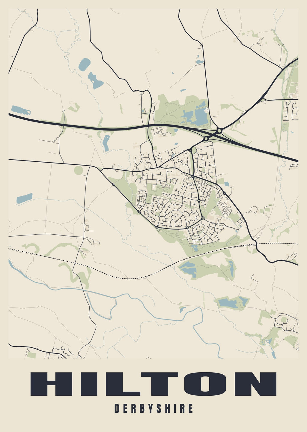 Street map poster of Hilton, Derbyshire