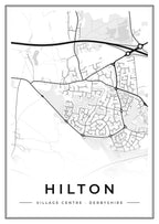 Street map poster of Hilton village centre, Derbyshire