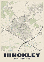 Street map poster of Hinckley, Leicestershire