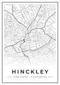 Street map poster of Hinckley town centre, Leicestershire