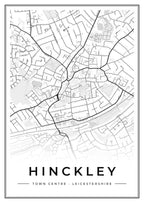 Street map poster of Hinckley town centre, Leicestershire