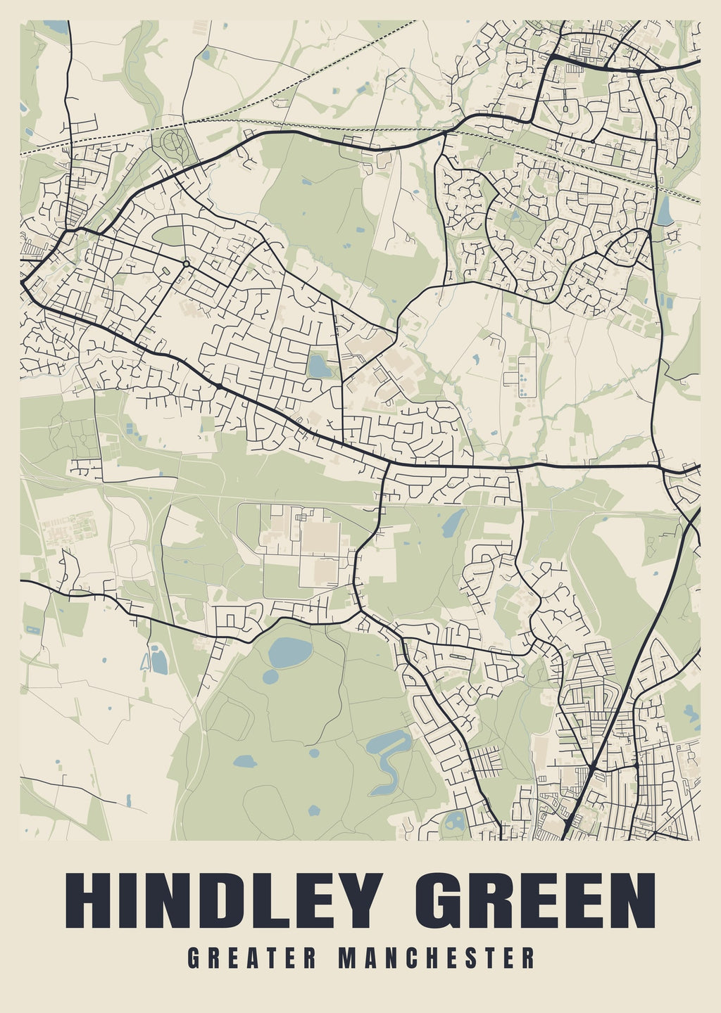 Street map poster of Hindley Green, Greater Manchester