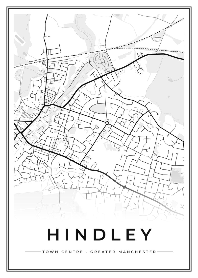 Hindley Town Centre Street Map Poster
