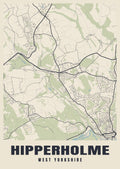Street map poster of Hipperholme, West Yorkshire