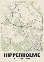 Street map poster of Hipperholme, West Yorkshire