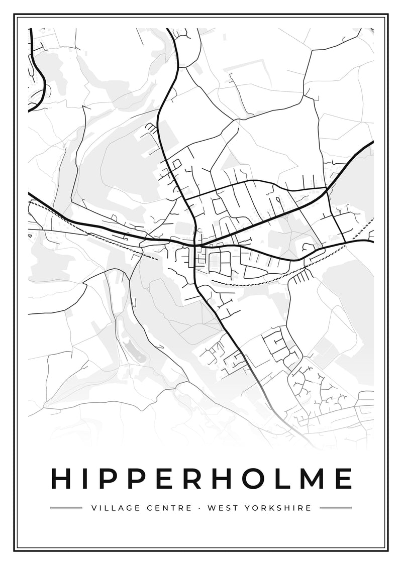 Hipperholme Village Centre Street Map Poster