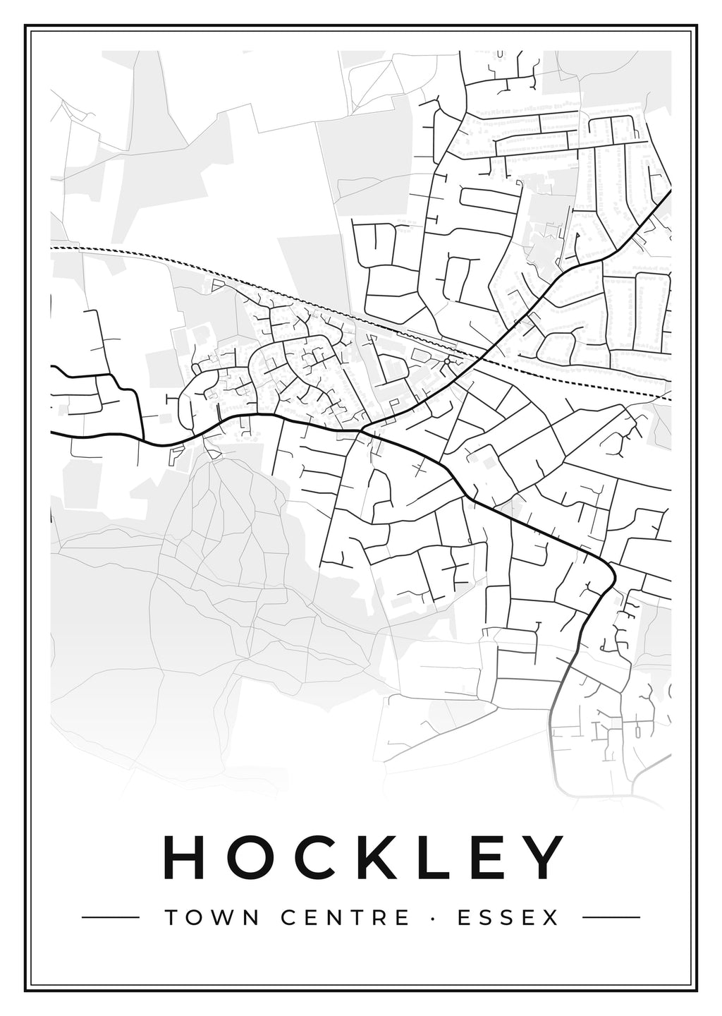 Street map poster of Hockley town centre, Essex