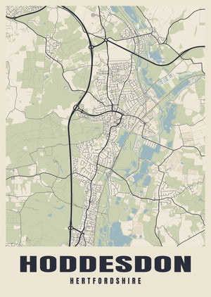 Hoddesdon Street Map Poster