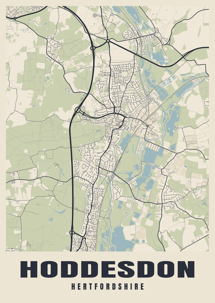 Hoddesdon Street Map Poster