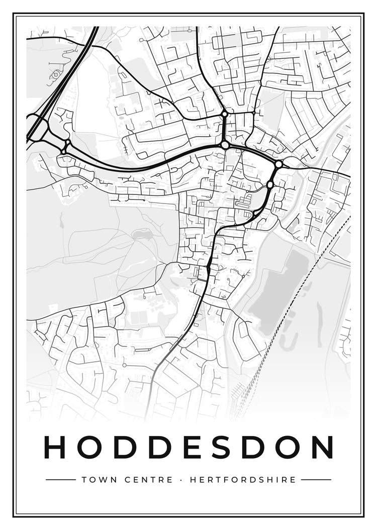 Hoddesdon Town Centre Street Map Poster