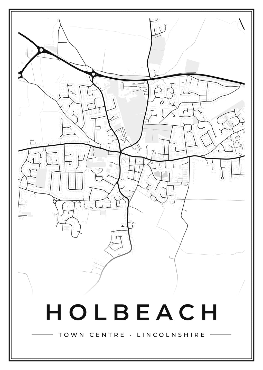 Street map poster of Holbeach town centre, Lincolnshire