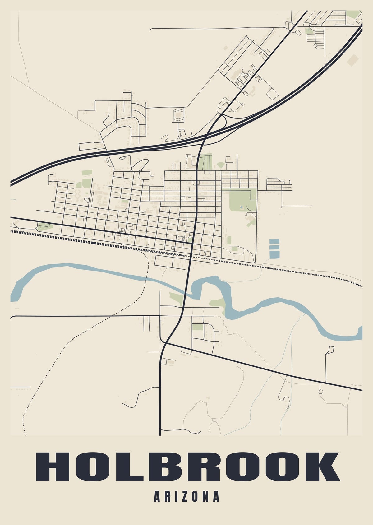 Street map poster of Holbrook, Arizona