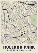 Heritage street map poster of Holland Park, Kensington and Chelsea, London