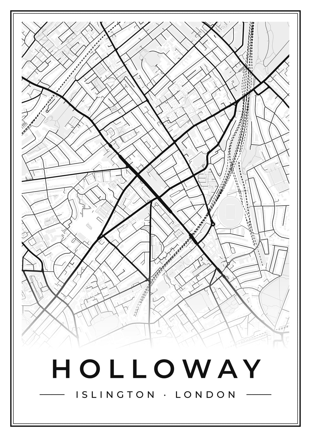 Street map poster of Holloway, Islington, London