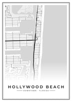 Street map poster of downtown Hollywood Beach, Florida