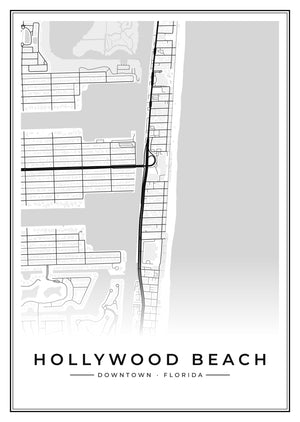 Hollywood Beach Downtown Street Map Poster