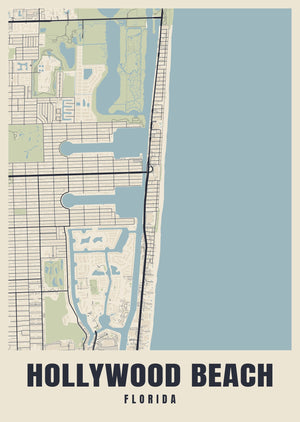 Hollywood Beach Street Map Poster
