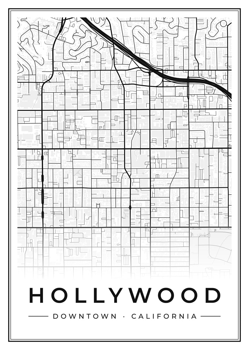 Hollywood Downtown Street Map Poster