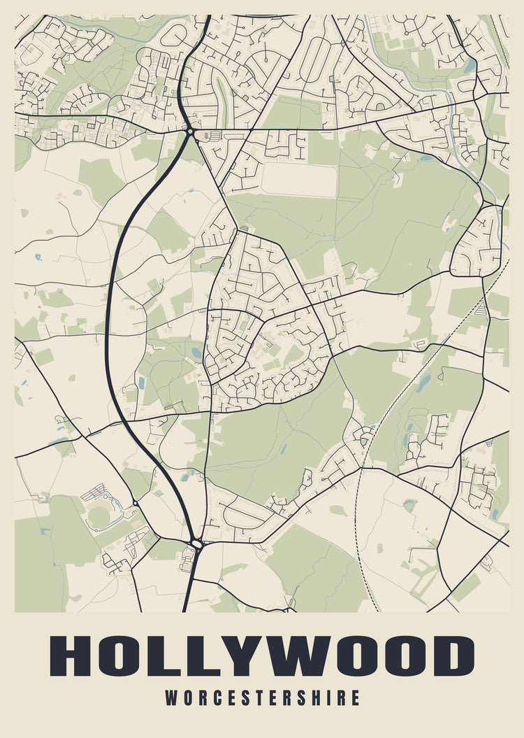 Hollywood Street Map Poster